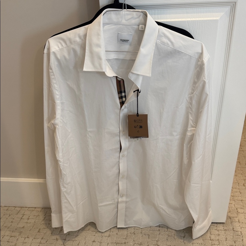 Burberry White Dress Shirt with Signature Check